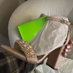 Sam Edelman Pearl Embellished Blush Heels